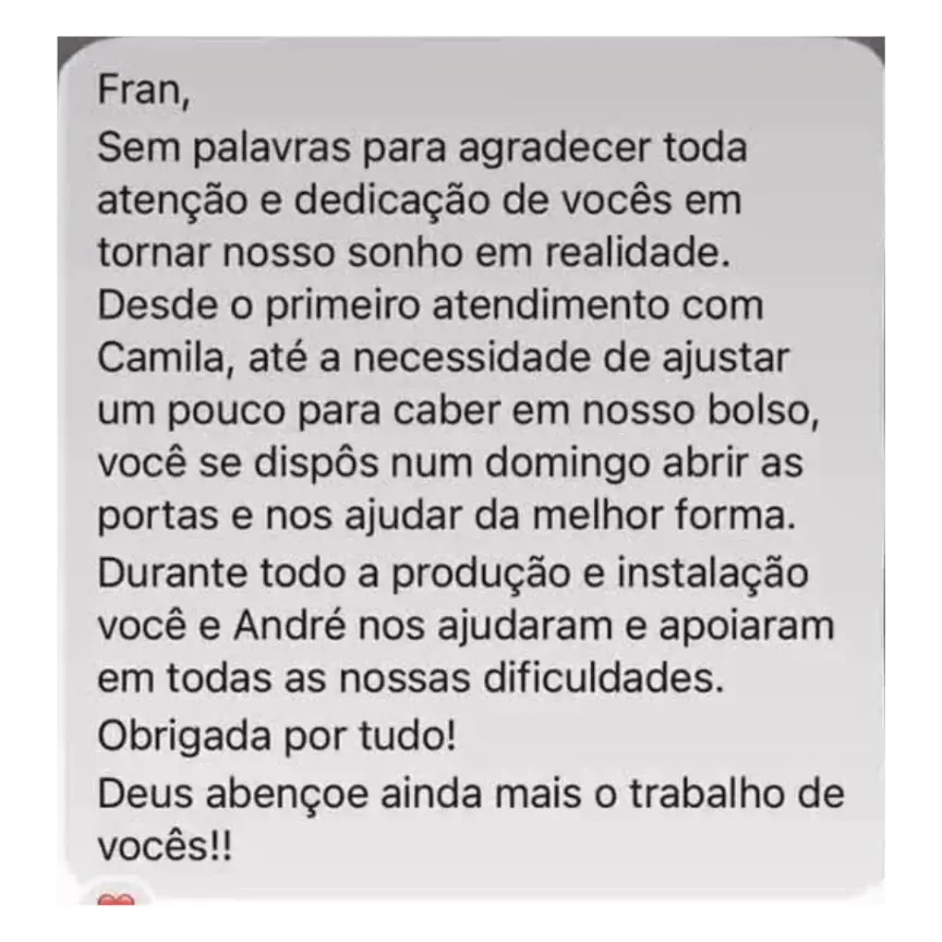 Depoimento em imagem de cliente atendido pela AF Projetos