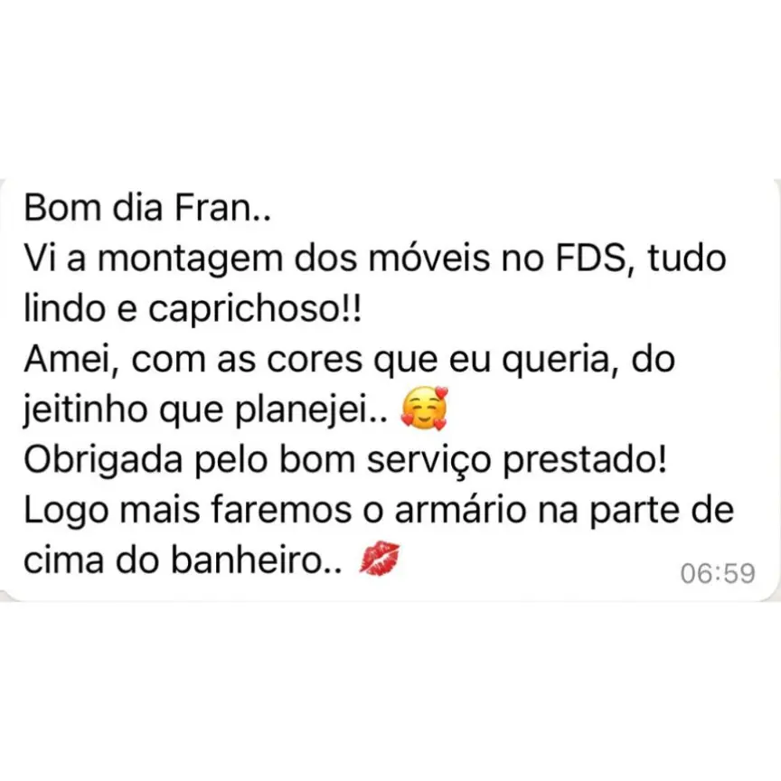 Depoimento em imagem sobre atendimento personalizado